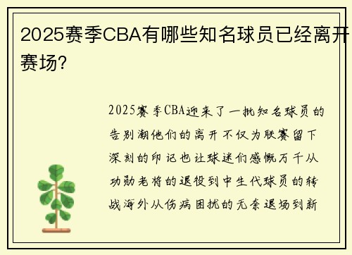 2025赛季CBA有哪些知名球员已经离开赛场？